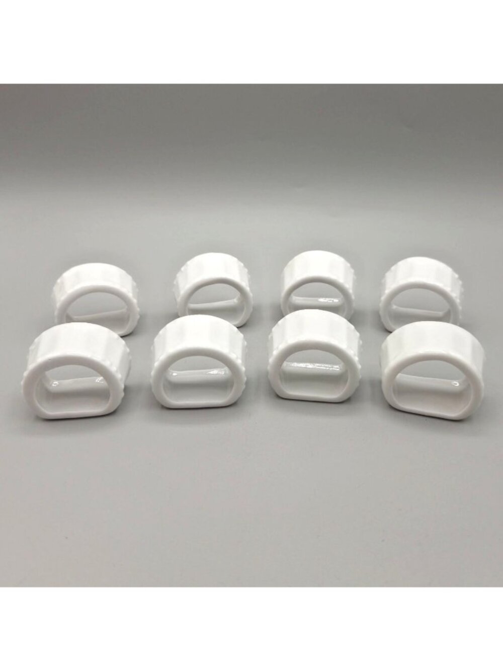 White Ceramic Napkin Rings Arch Shaped Beaded Table Setting Decor Set of 8